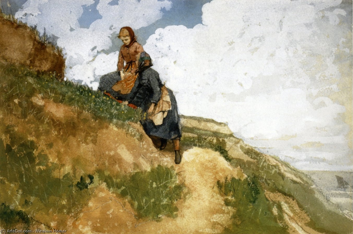 Girls On A Cliff — Winslow Homer