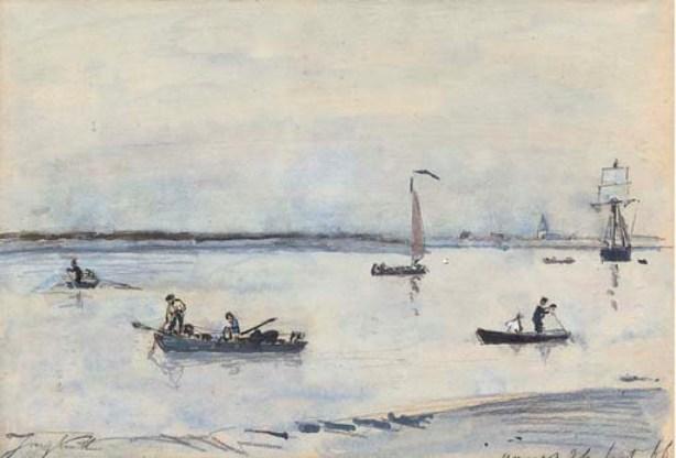 Boats On An Estuary, Antwerp — Johan Barthold Jongkind