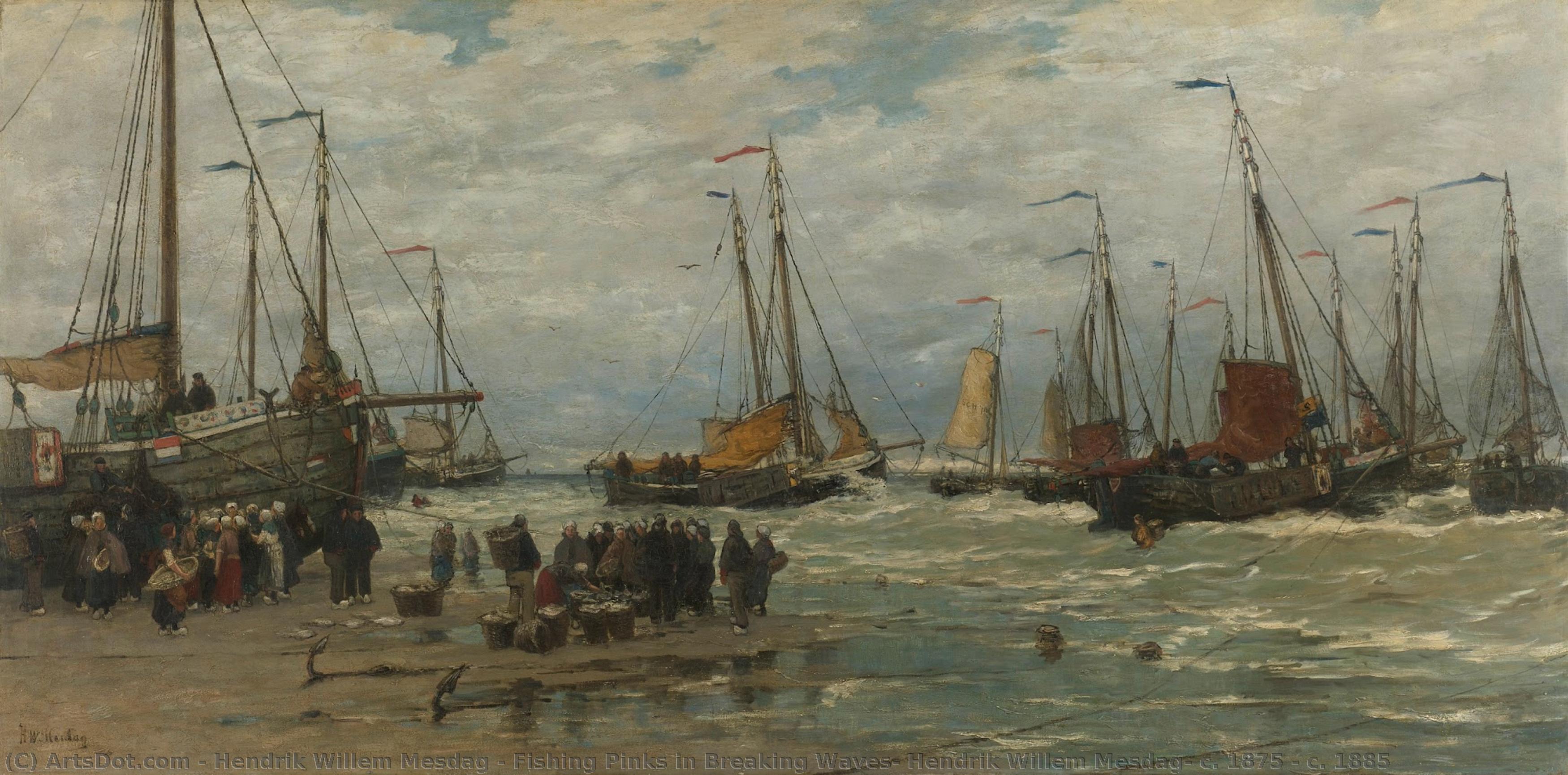 Fishing Pinks In Breaking Waves, Hendrik Willem Mesdag, C. 1875 - C. 1885 — Hendrik Willem Mesdag
