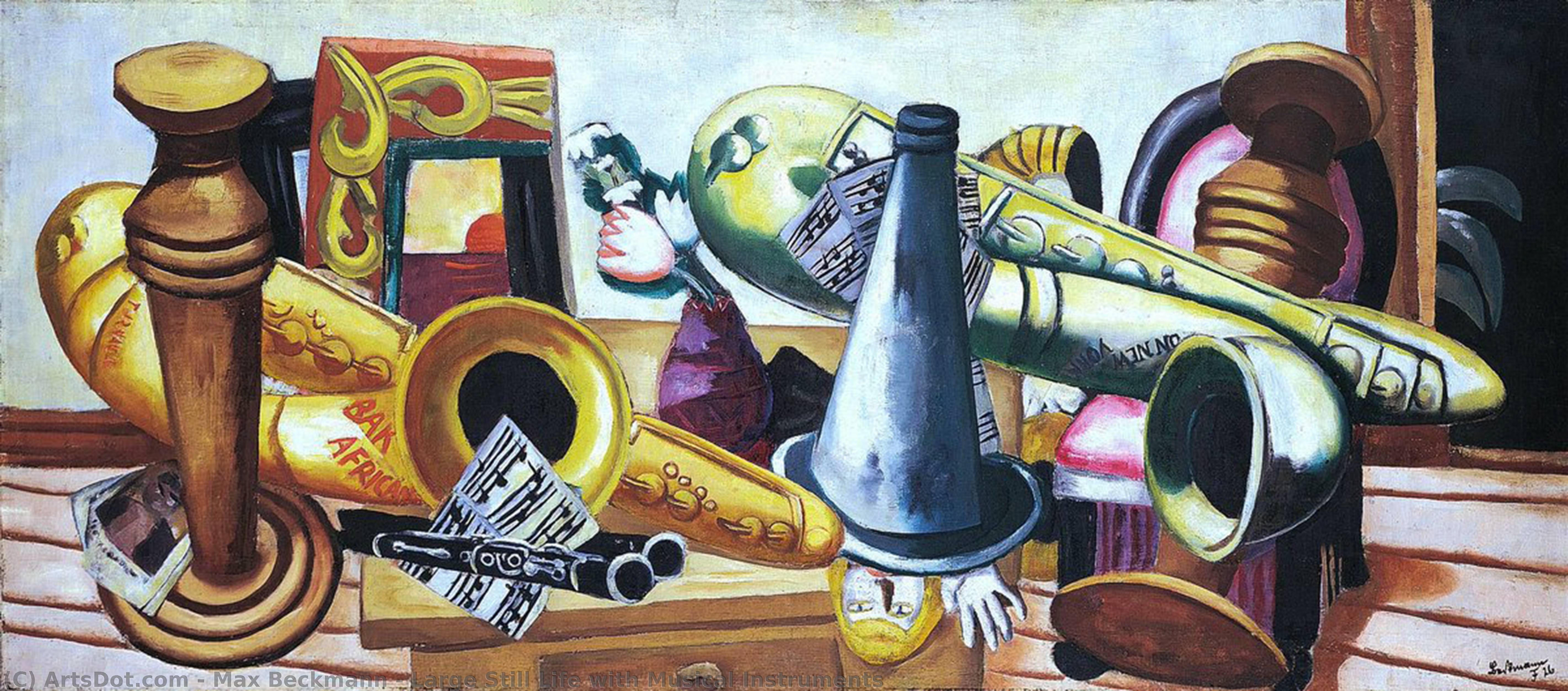 Large Still Life With Musical Instruments — Max Beckmann