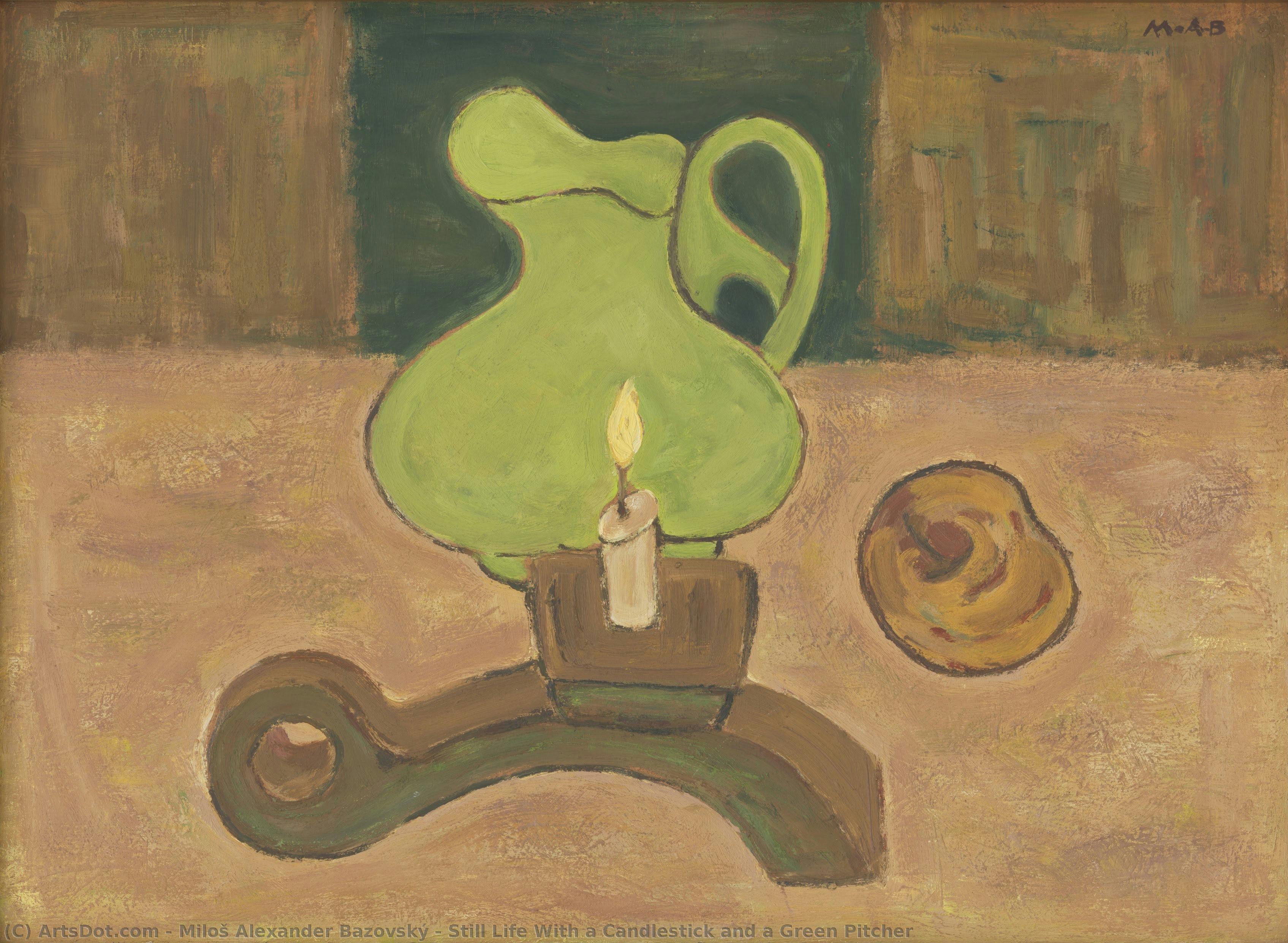 Still Life With A Candlestick And A Green Pitcher — Miloš Alexander Bazovský