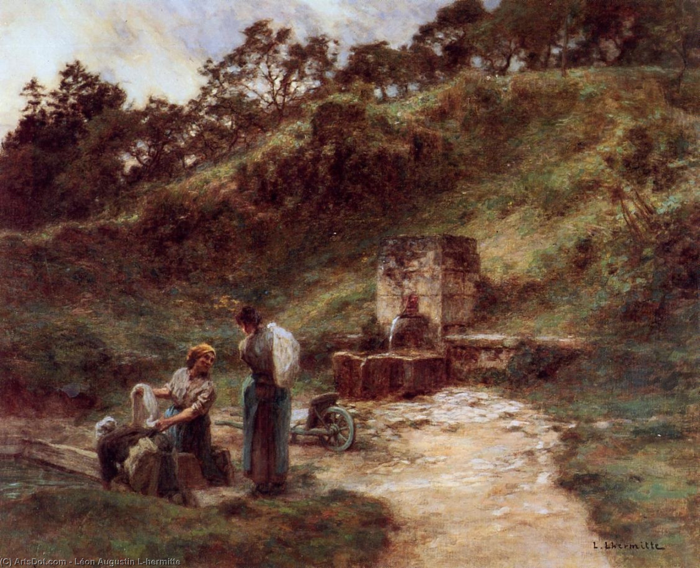 Near The Fountain — Léon Augustin L'hermitte