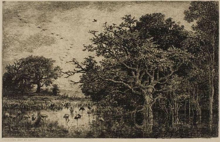 The Marsh With Storks — Charles-françois Daubigny