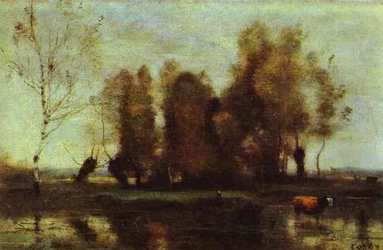 Trees On A Swamp — Jean-baptiste-camille Corot