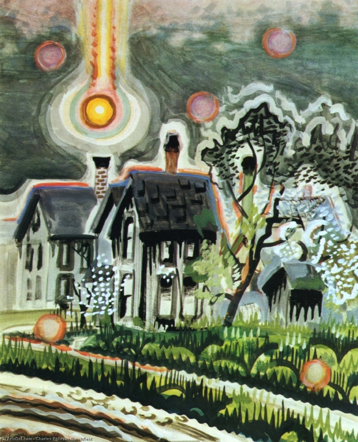Sun Setting In A Bank Of Smoke — Charles Burchfield
