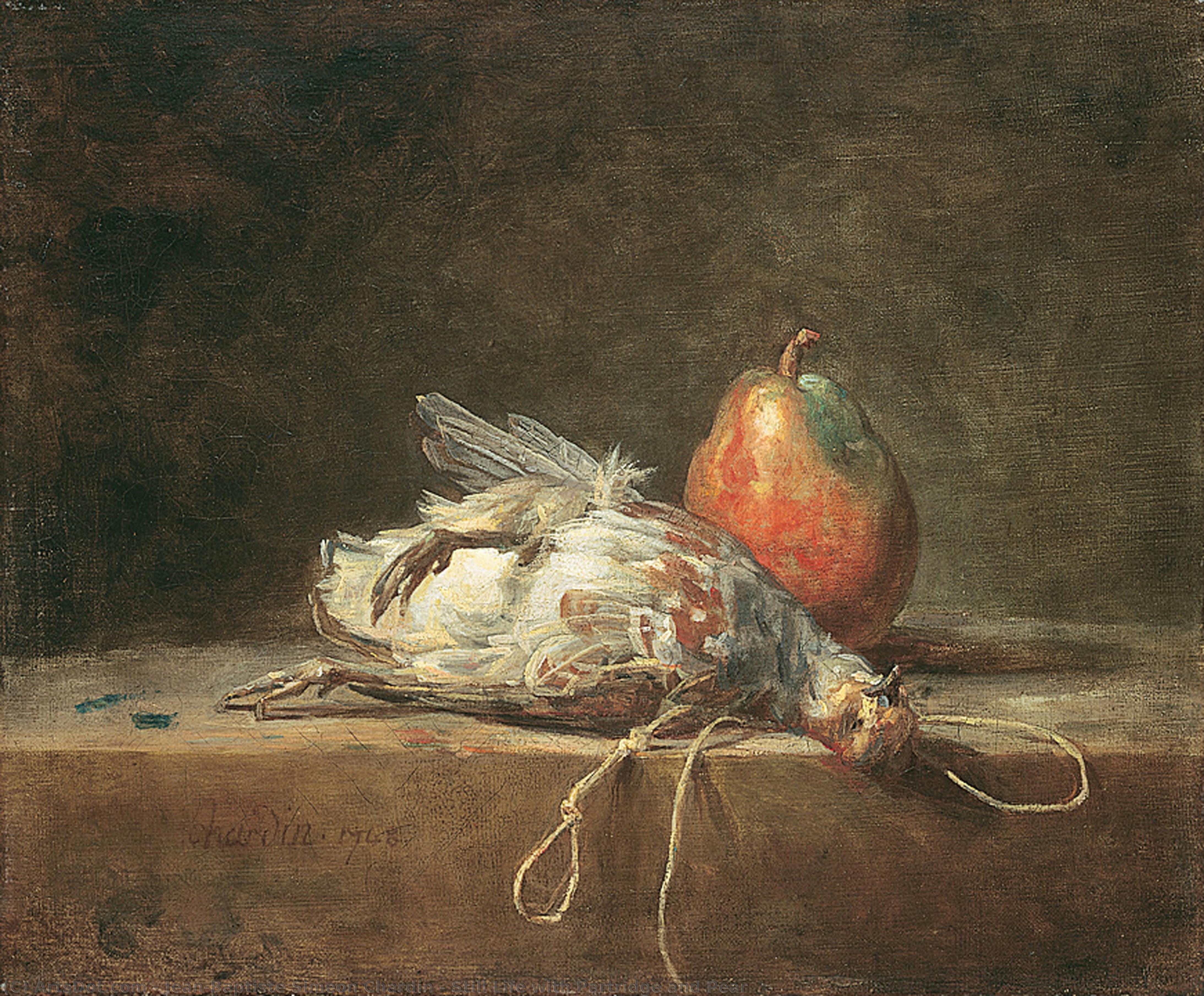 Still Life With Partridge And Pear — Jean-baptiste-siméon Chardin