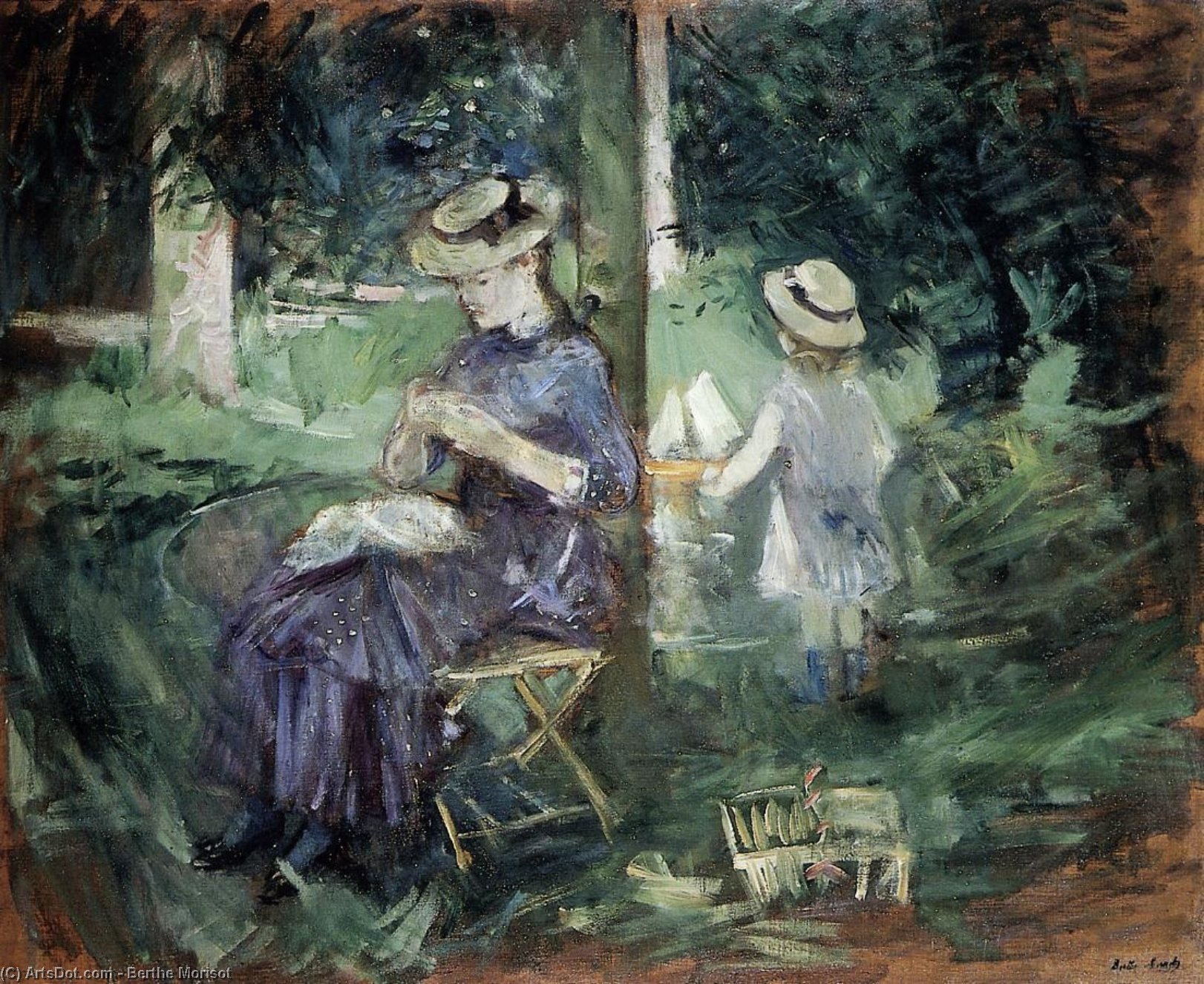 Girl Sewing In A Garden — Berthe Morisot