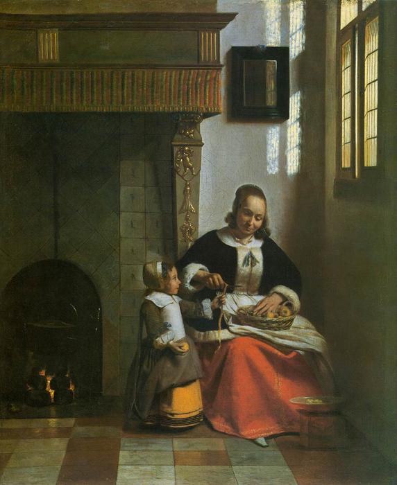A Woman Peeling Apples — Pieter De Hooch