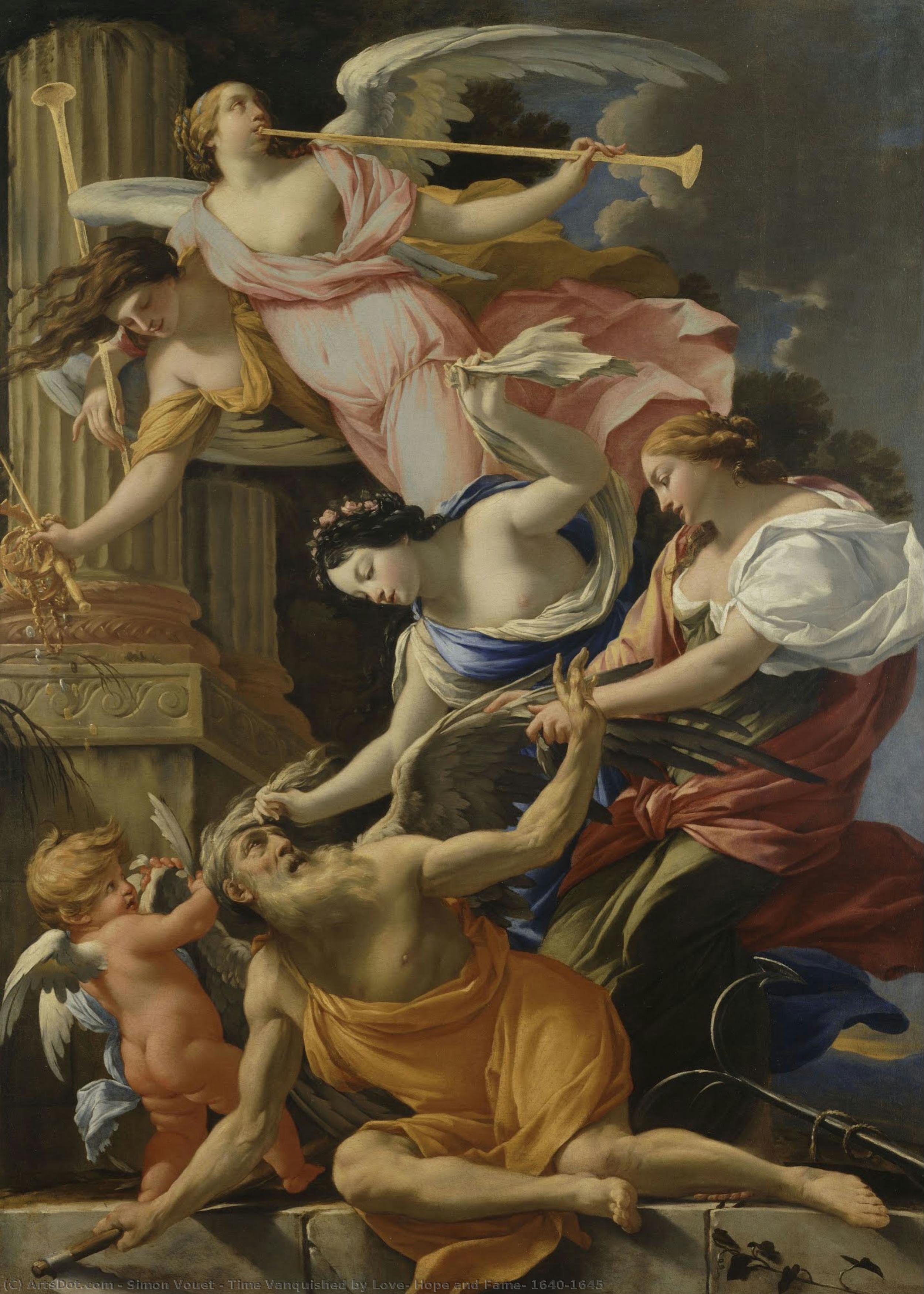 Time Vanquished By Love, Hope And Fame, 1640-1645 — Simon Vouet