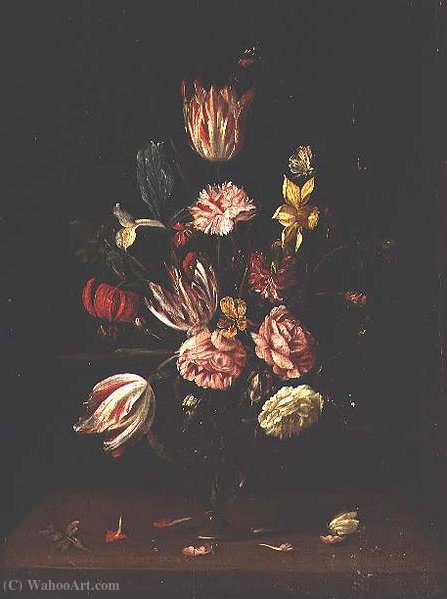 Tulips, Roses, An Iris And A Daffodil — Frans Ykens