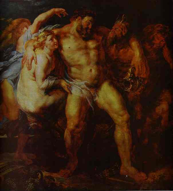 Hercules Drunk, Being Led Away By A Nymph And A Satyr — Peter Paul Rubens