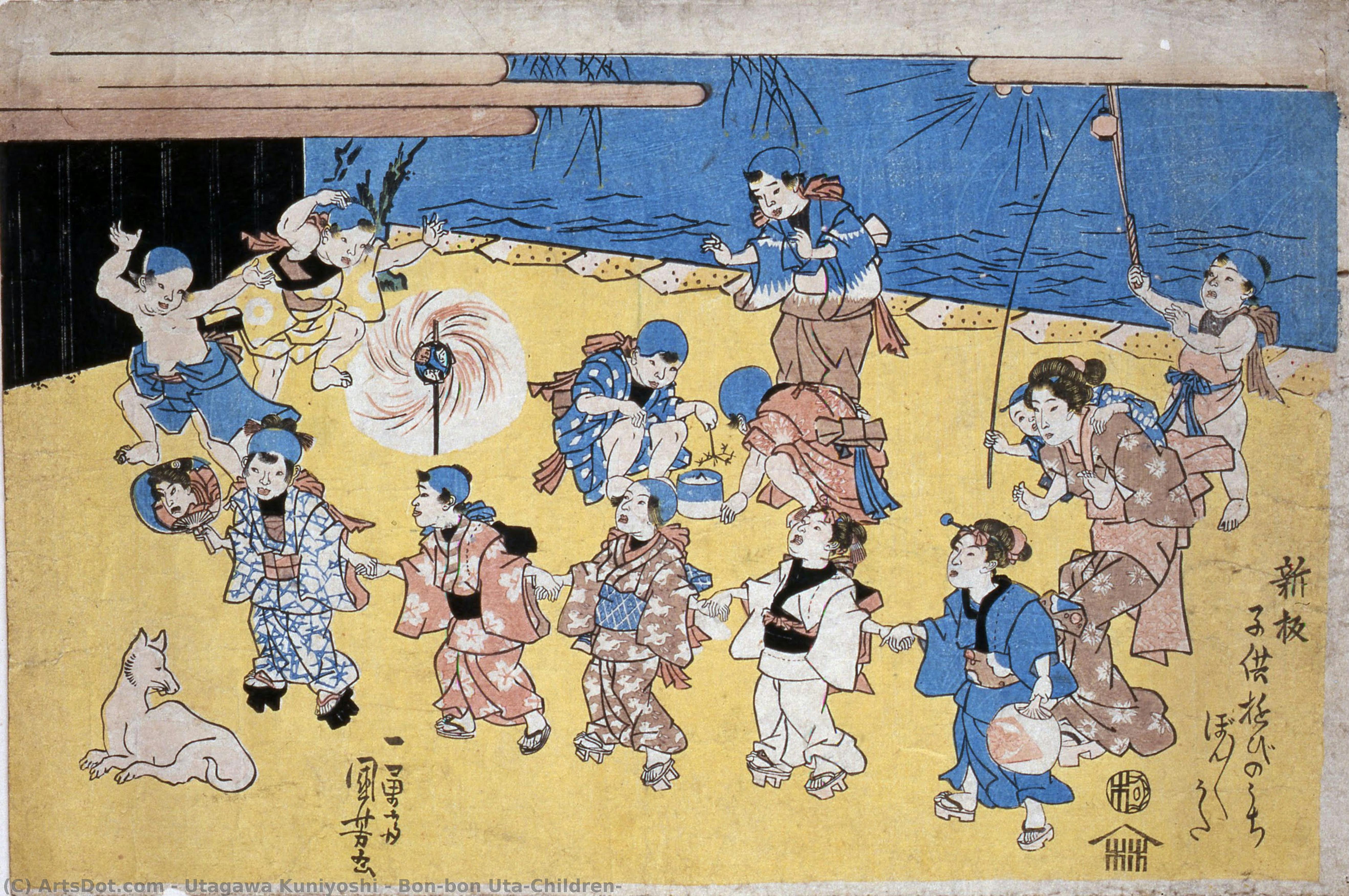 Bon-bon Uta，children — Utagawa Kuniyoshi
