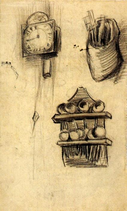 Clock, Clog With Cutlery And A Spoon Rack — Vincent Willem Van Gogh