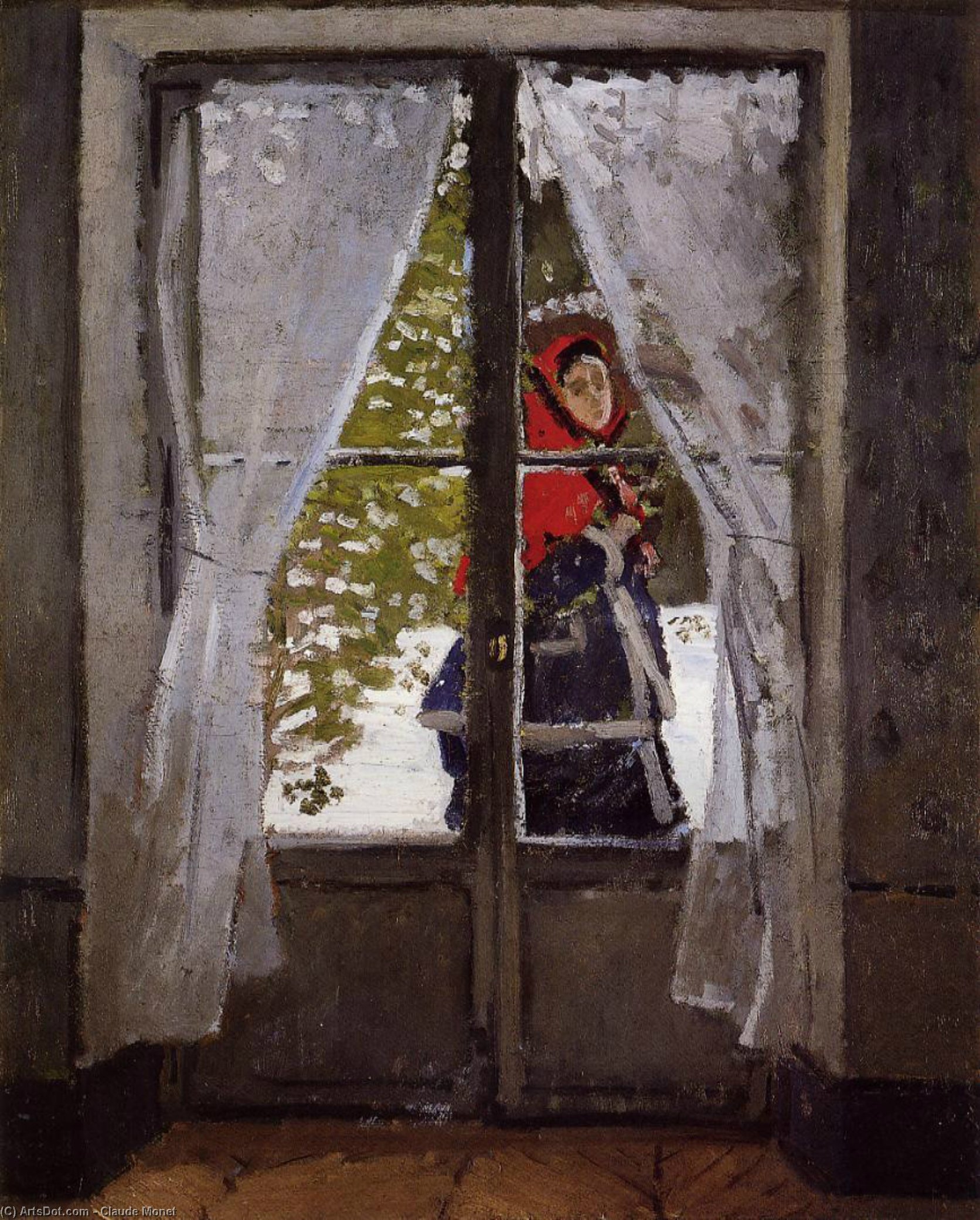 The Red Kerchief, Portrait Of Madame Monet — Claude Monet