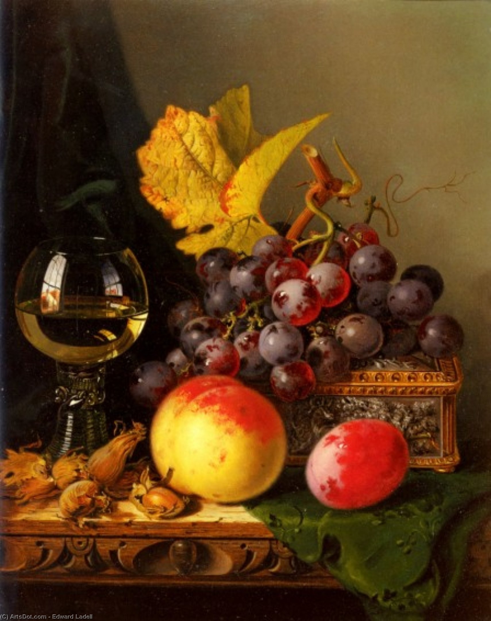 Still Life Of Black Grapes — Edward Ladell