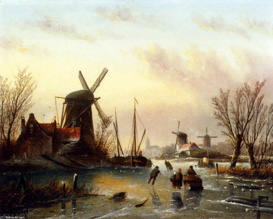 A Frozen River Landscape — Jan Jacob Coenraad Spohler
