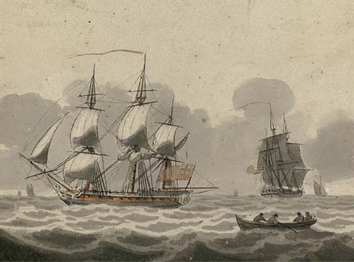 Frigates Passing In The Channel — Samuel Owen