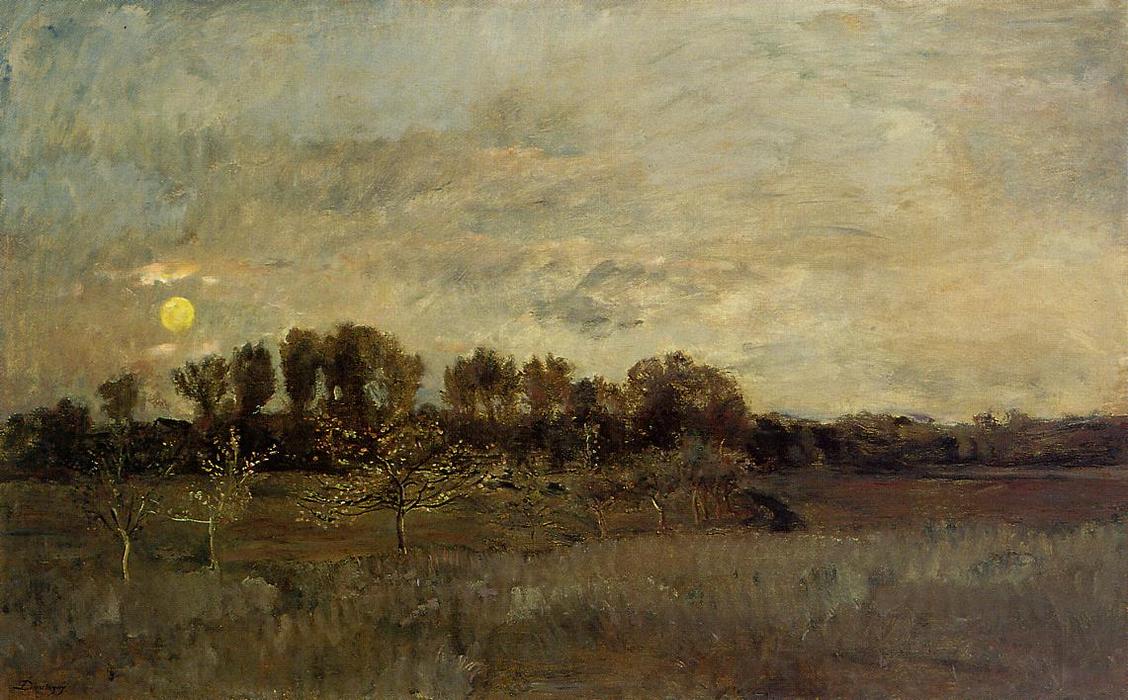 The Orchard At Sunset — Charles-françois Daubigny