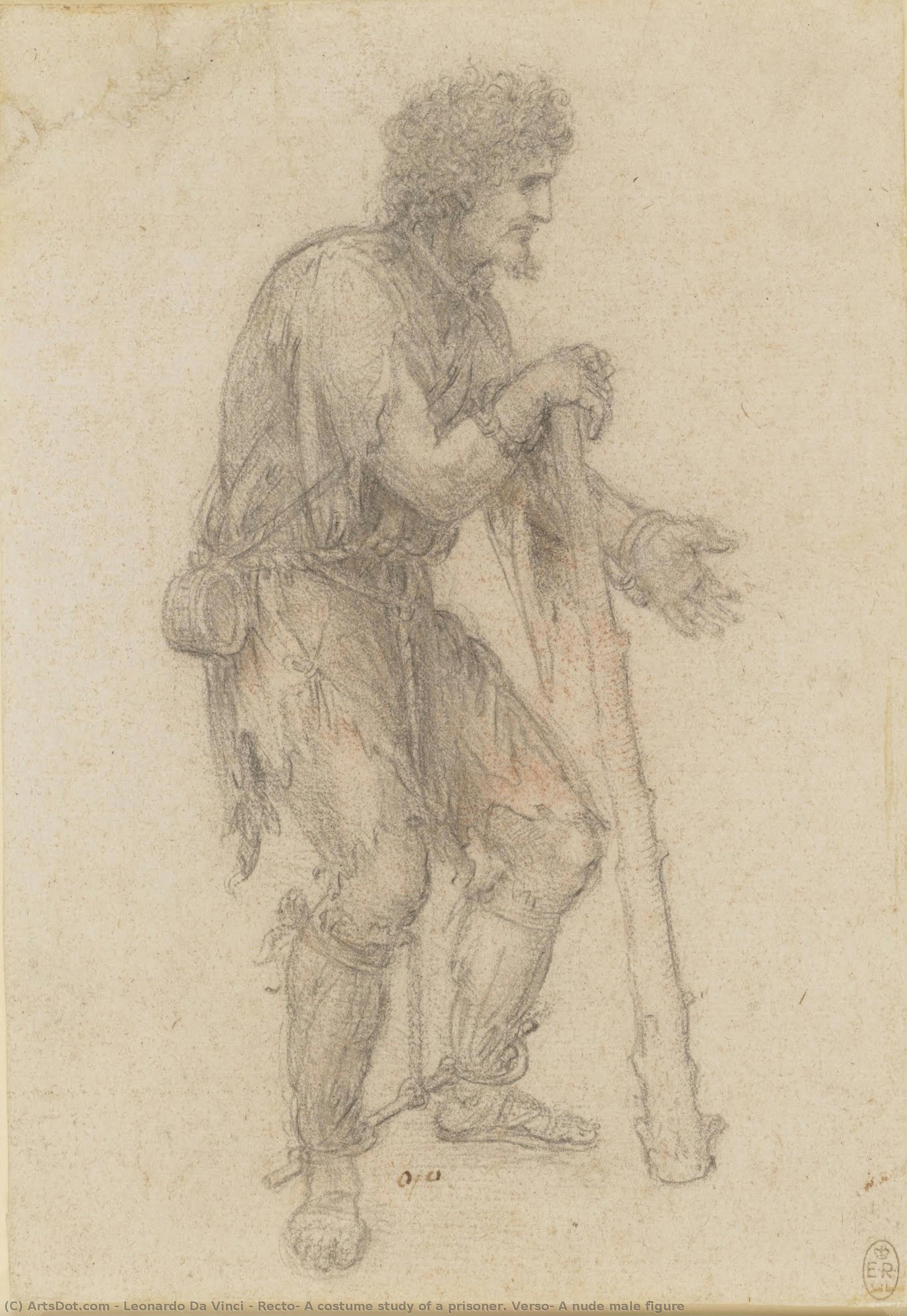 Recto: A Costume Study Of A Prisoner. Verso: A Nude Male Figure — Leonardo Da Vinci