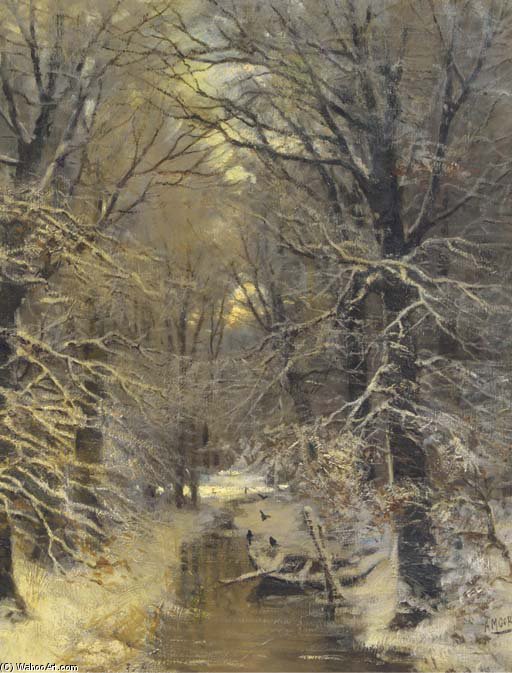 A Stream In Snow Covered Woods — Arnold Marc Gorter