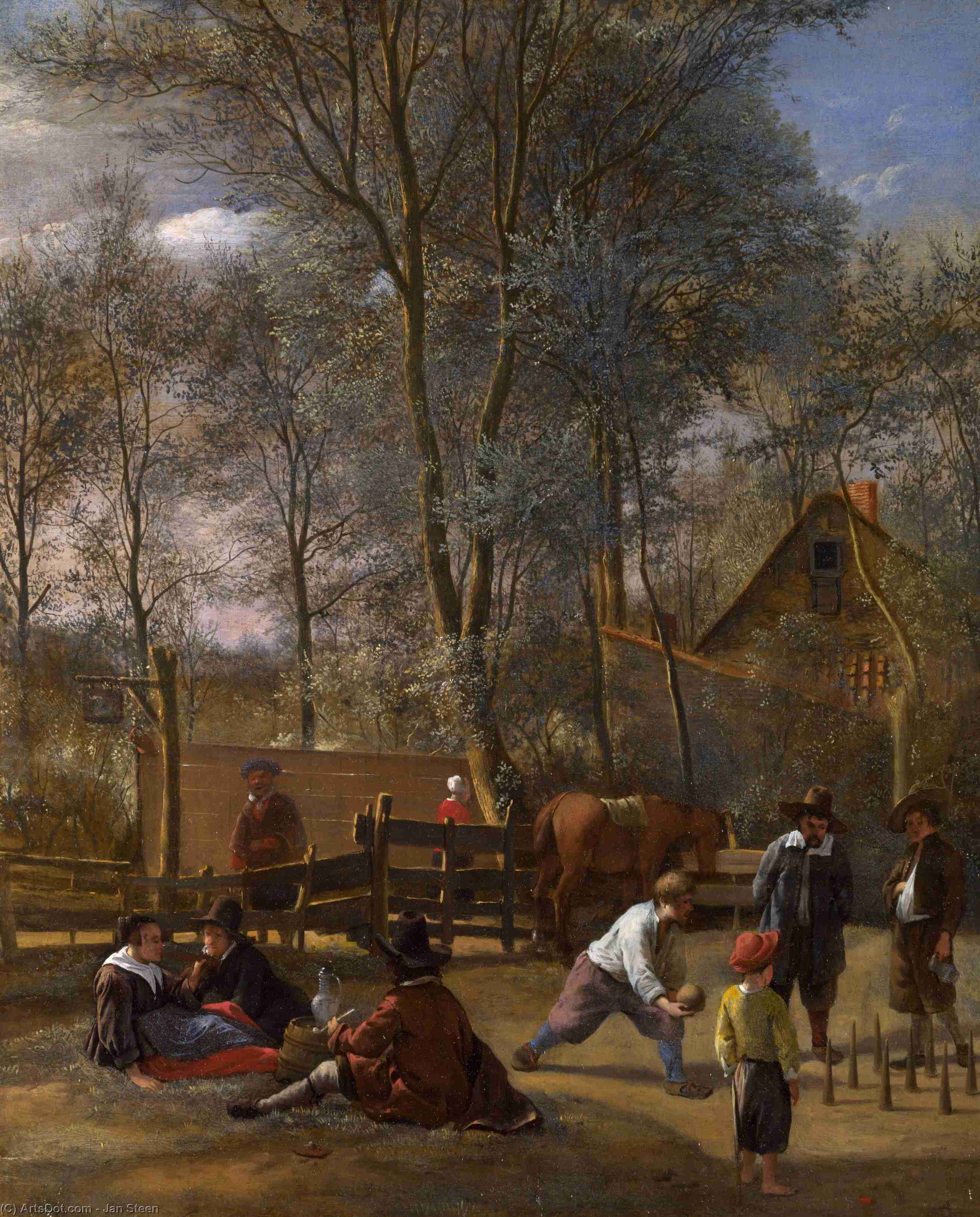 Skittle Players Outside An Inn — Jan Havickszoon Steen