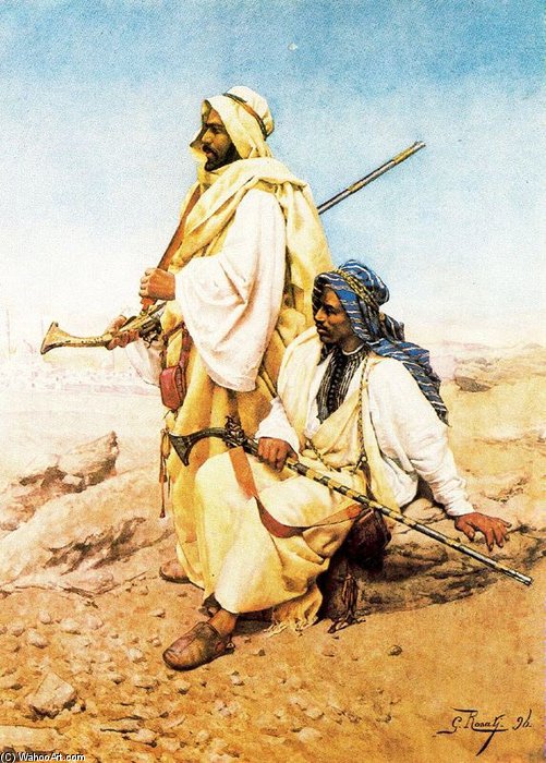 Arabes Approchant D Une Ville — Giulio Rosati