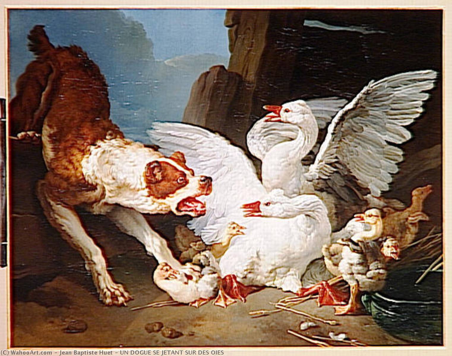 Un Dogue Se Jetant Sur Des Oies — Jean Baptiste Huet