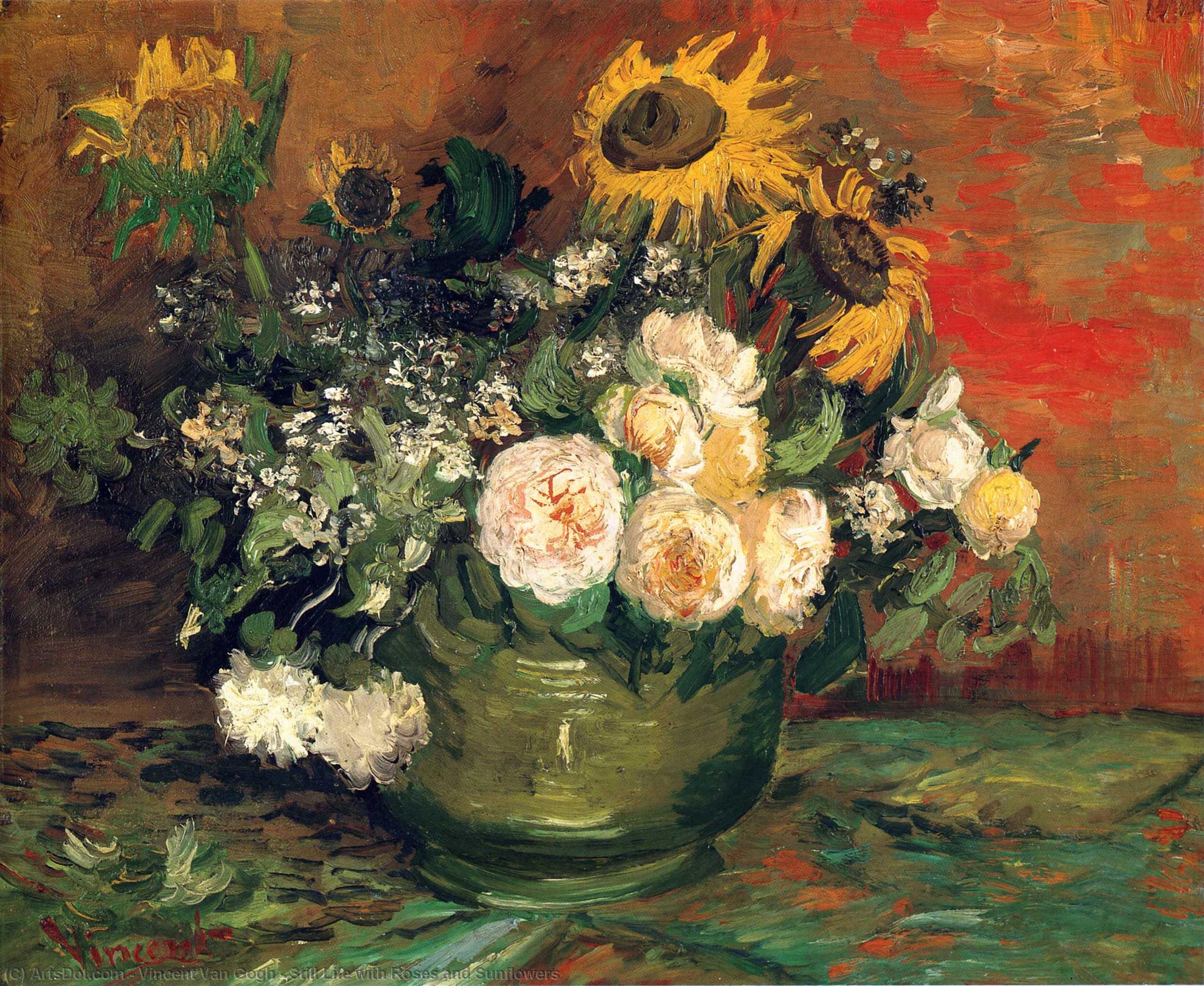 Still Life With Roses And Sunflowers — Vincent Willem Van Gogh