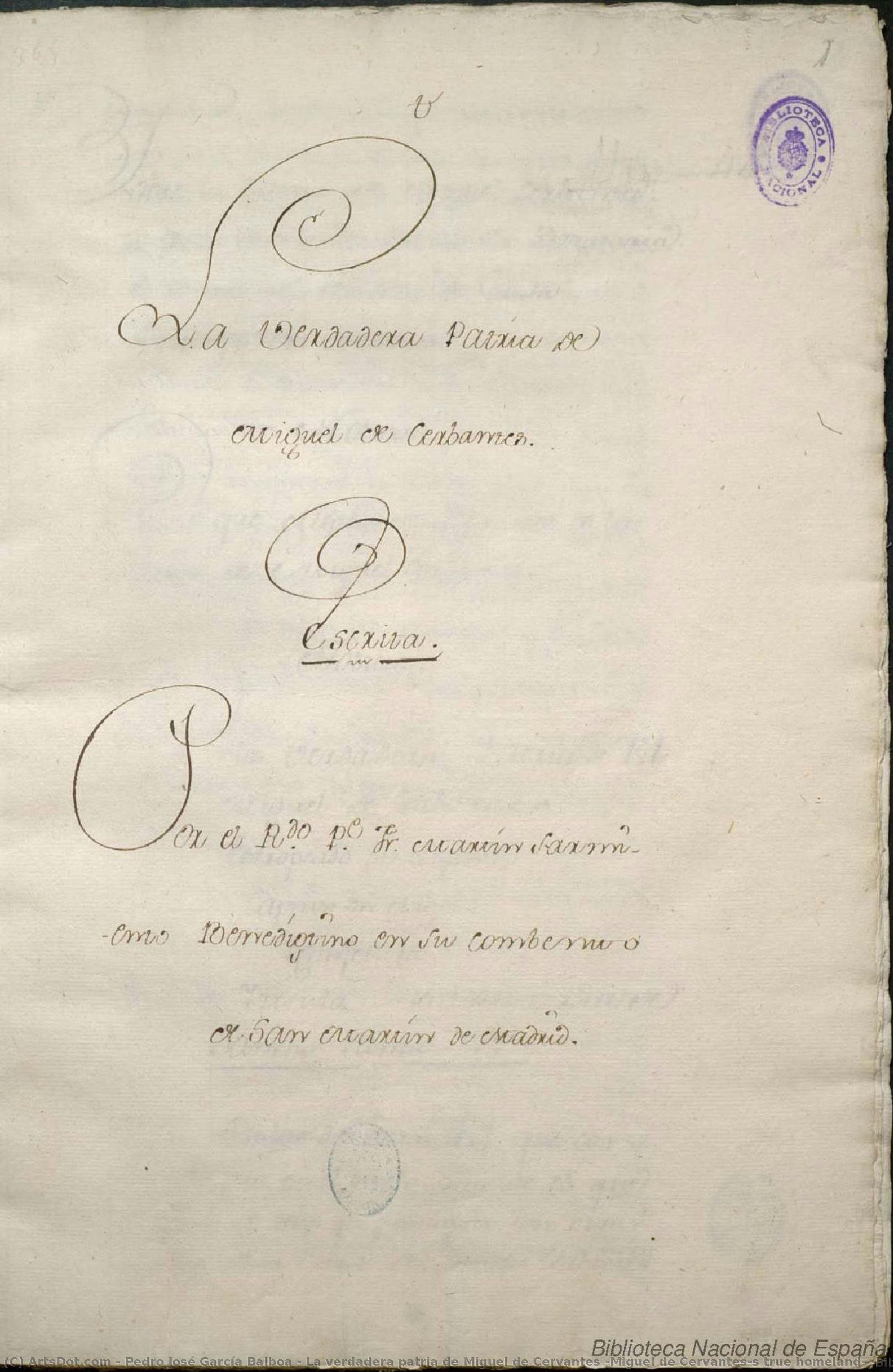 La Verdadera Patria De Miguel De Cervantes (miguel De Cervantes’s True Homeland) (biblioteca Nacional De España)\n\n[4][fol.1] — Pedro José García Balboa
