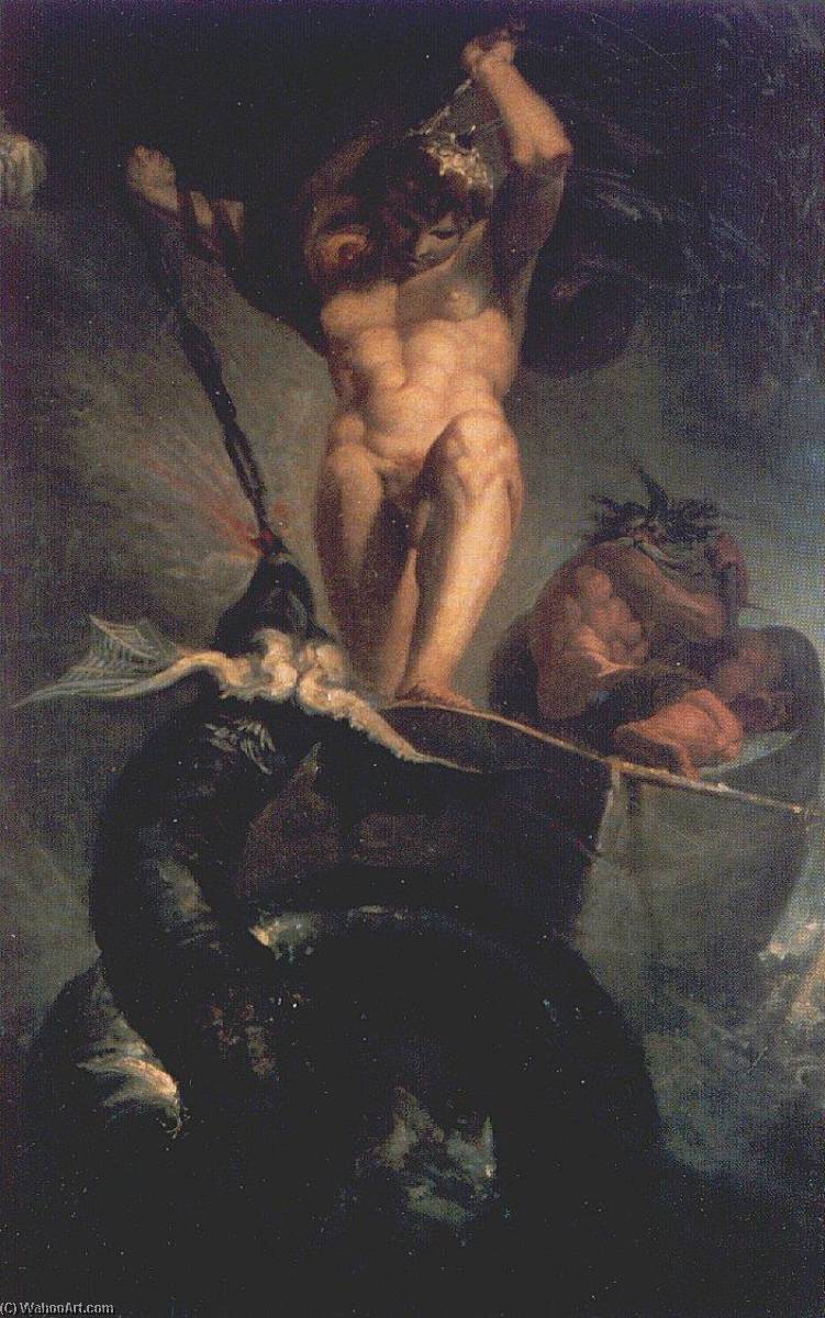 Thor Fighting The Mighty Worm Jormundgandr At Fishing Trip With A Giant — Johann Heinrich Füssli
