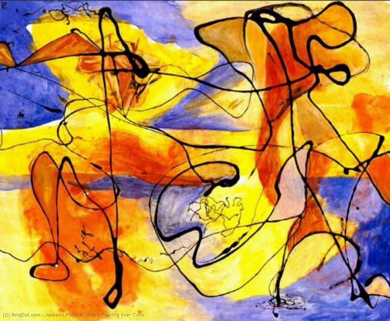 Black Pouring Over Color — Paul Jackson Pollock