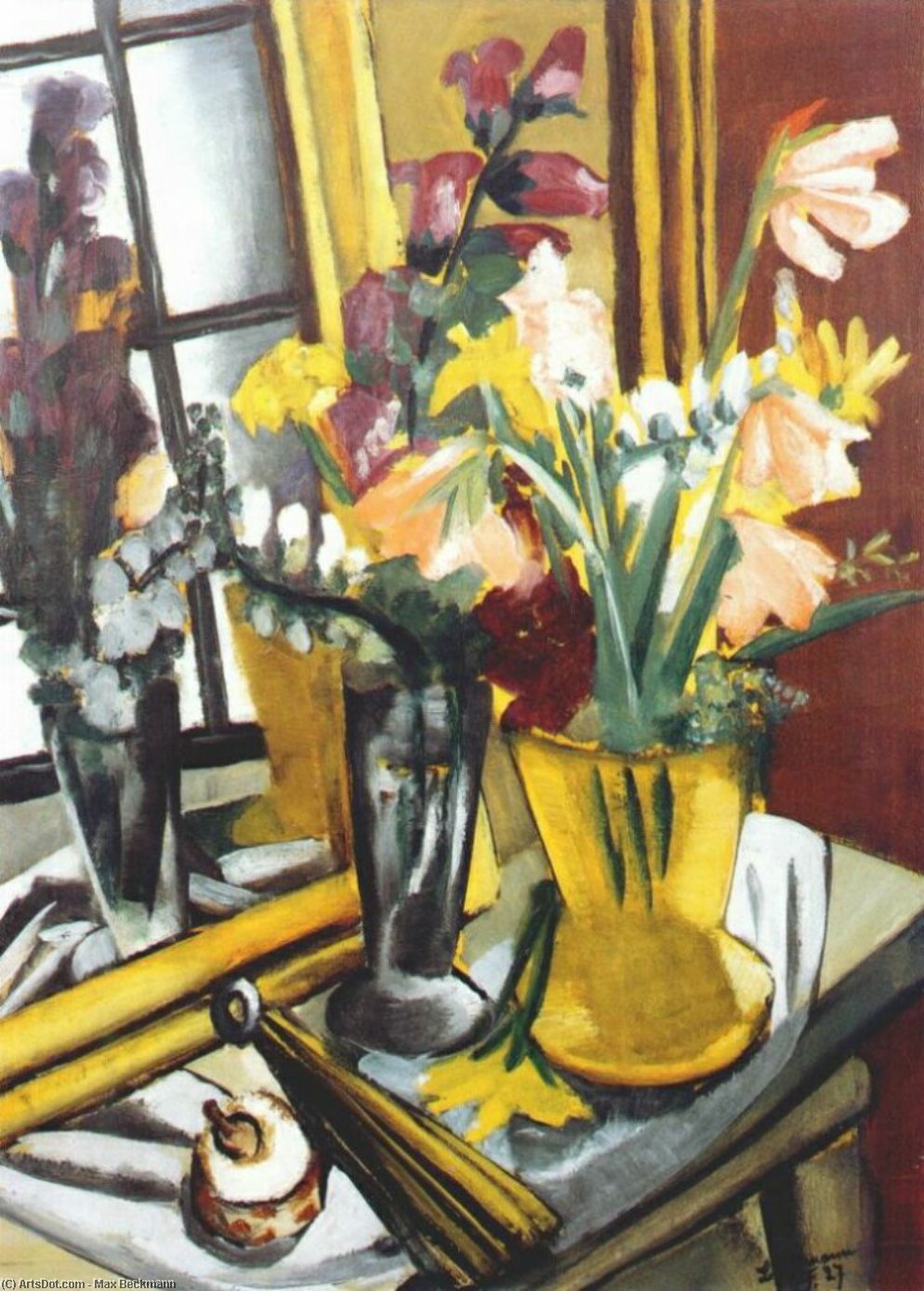 Floral Still Life With Mirror — Max Beckmann