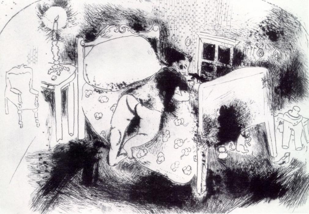 Tchitchikov On His Bed — Marc Chagall