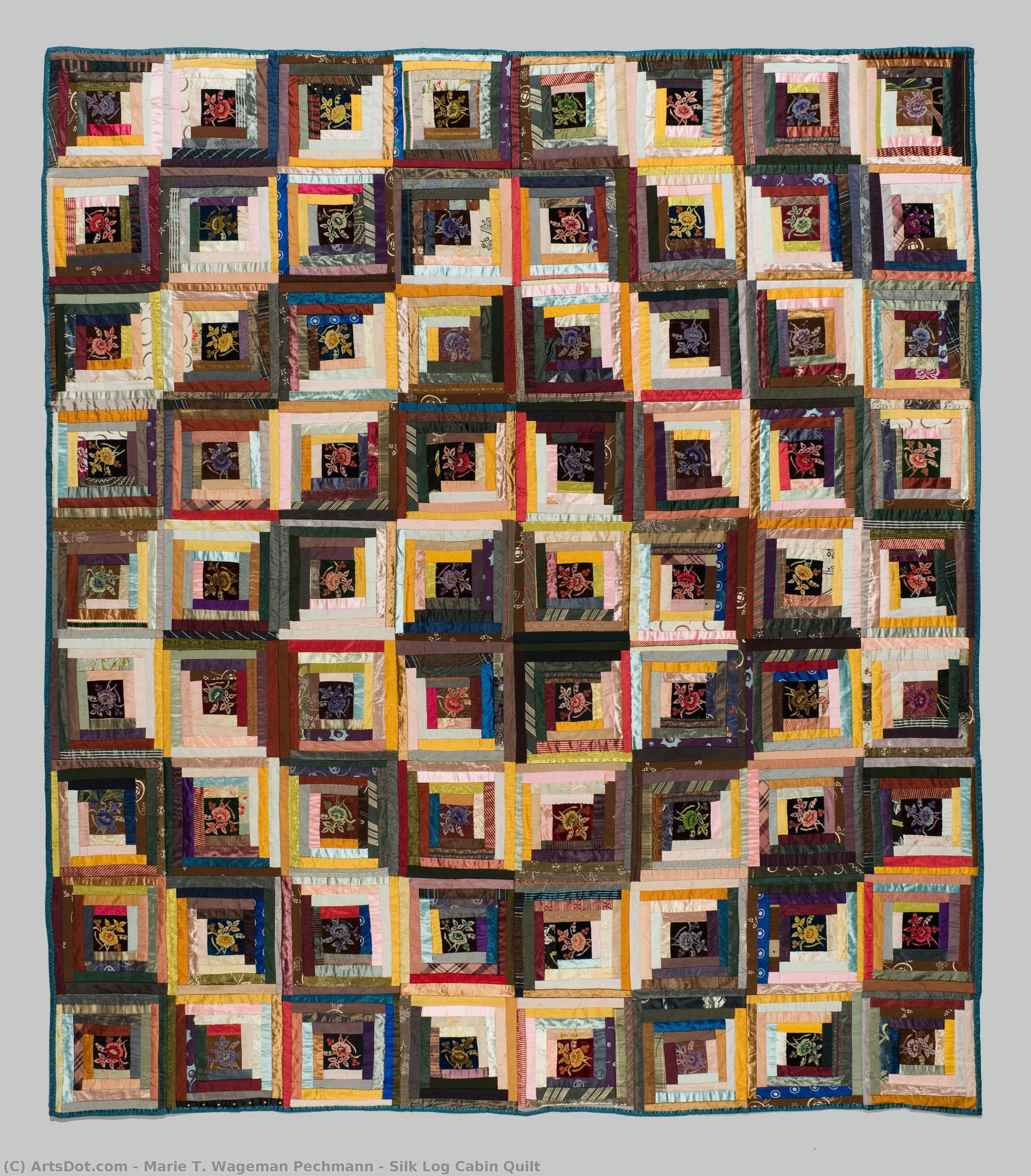 Silk Log Cabin Quilt — Marie T. Wageman Pechmann