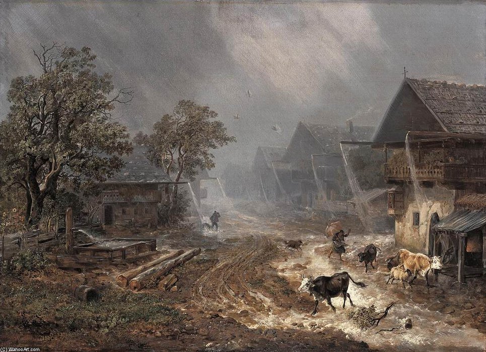 Rain Shower In Patenkirchen — Heinrich Bürkel