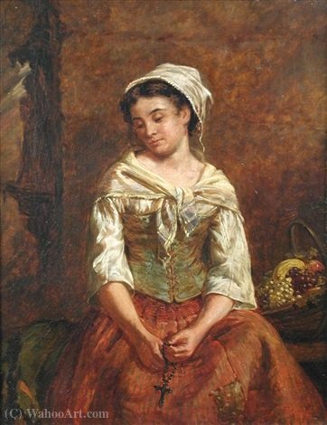 A Young Fruit Seller Holding A Rosary — Edwin Thomas Roberts