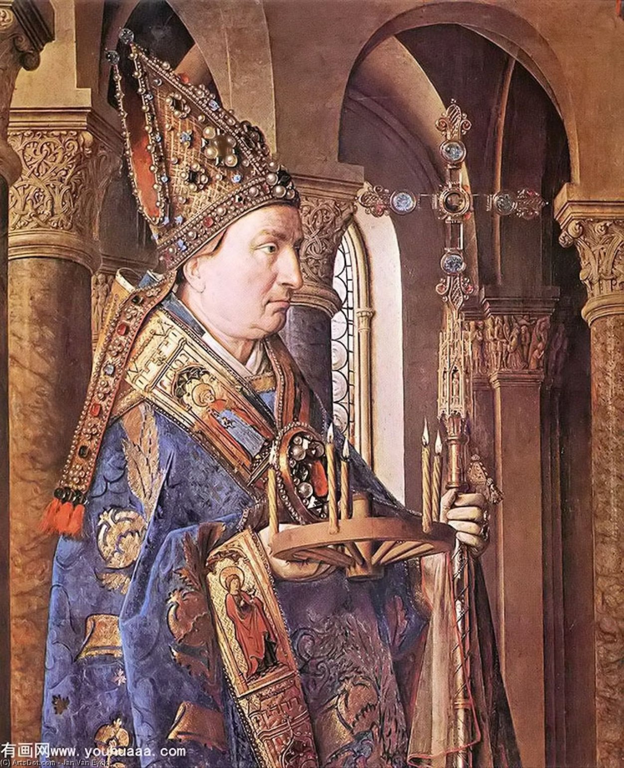 The Madonna With Canon Van Der Paele (detail - ) — Jan Van Eyck