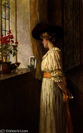 Mrs C A Smith, Kitten And Geranium — Charles Edward Wilson