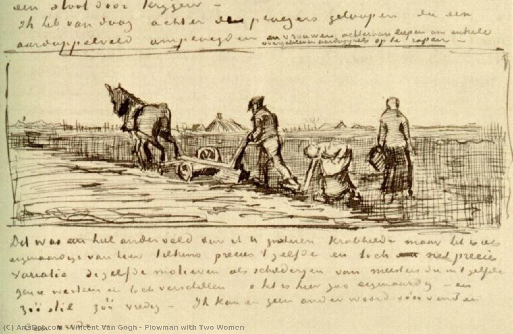 Plowman With Two Women — Vincent Willem Van Gogh