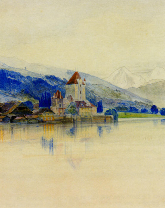 Lake Thun With The Schloss Oberhofen — Edward Lear