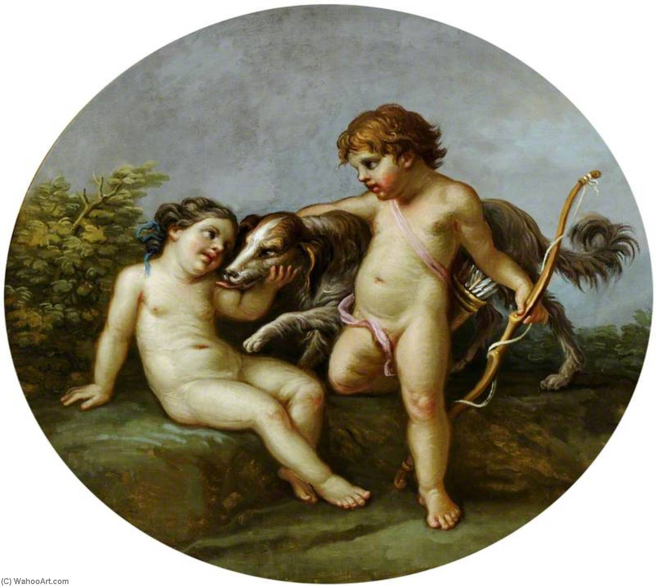 Putti With A Dog — Antonio Zucchi
