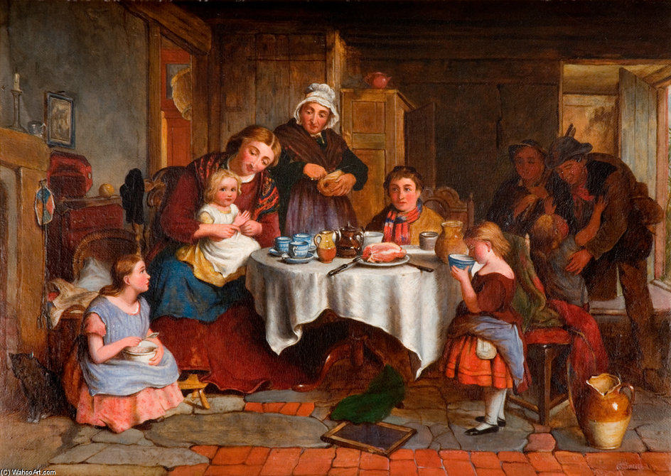 Saying Grace, Cottage Interior — George Smith