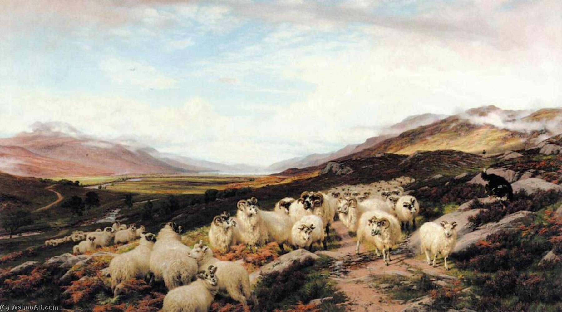 Gathering The Flocks, Loch Maree — Henry William Banks Davis