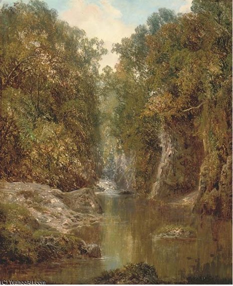 A Wooded River Landscape — Alfred I Glendening