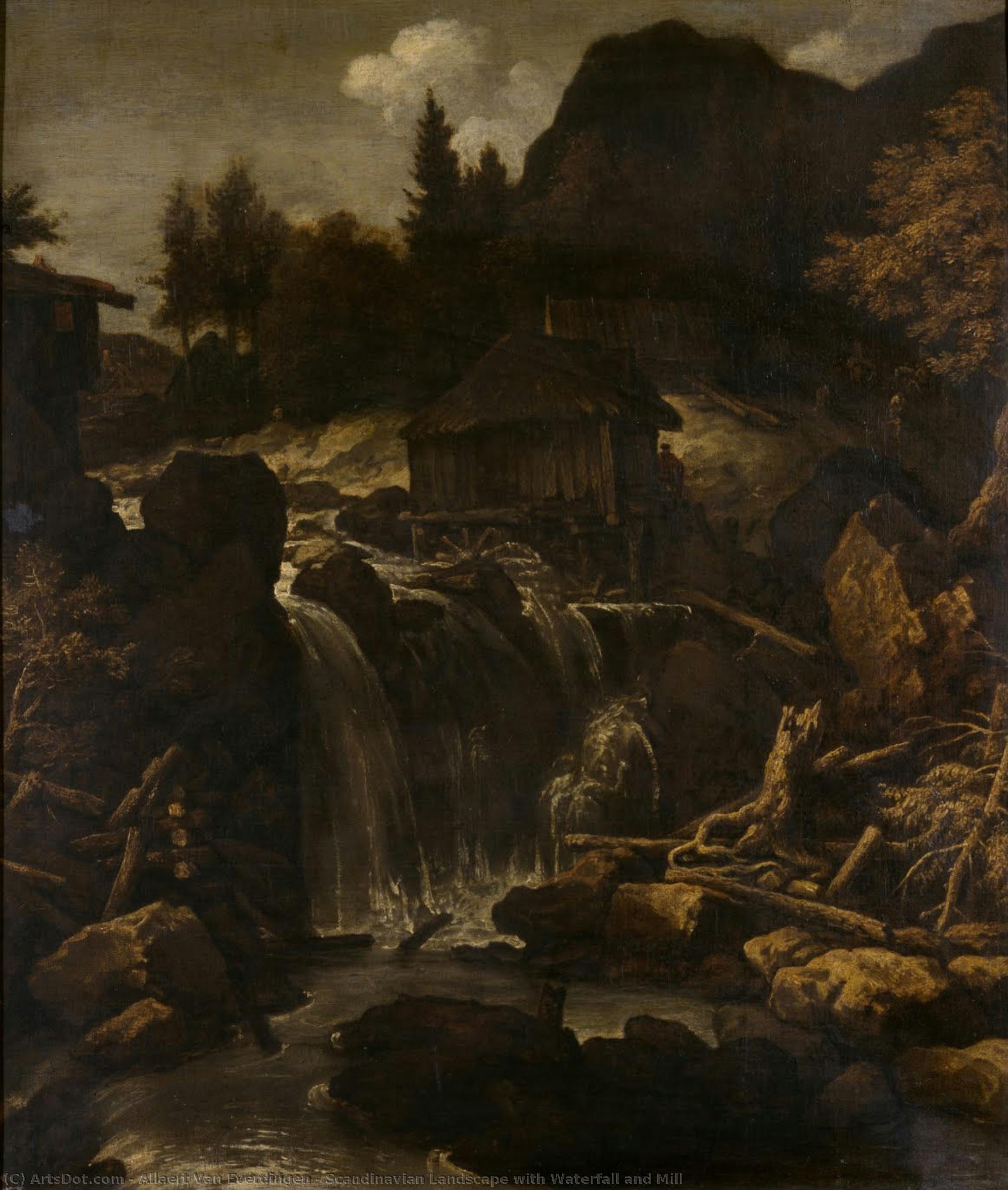 Scandinavian Landscape With Waterfall And Mill — Allaert Van Everdingen