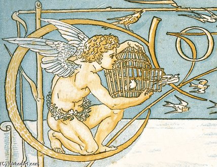 Angel Offering A Wicker Cage With An Open Door — Walter Crane