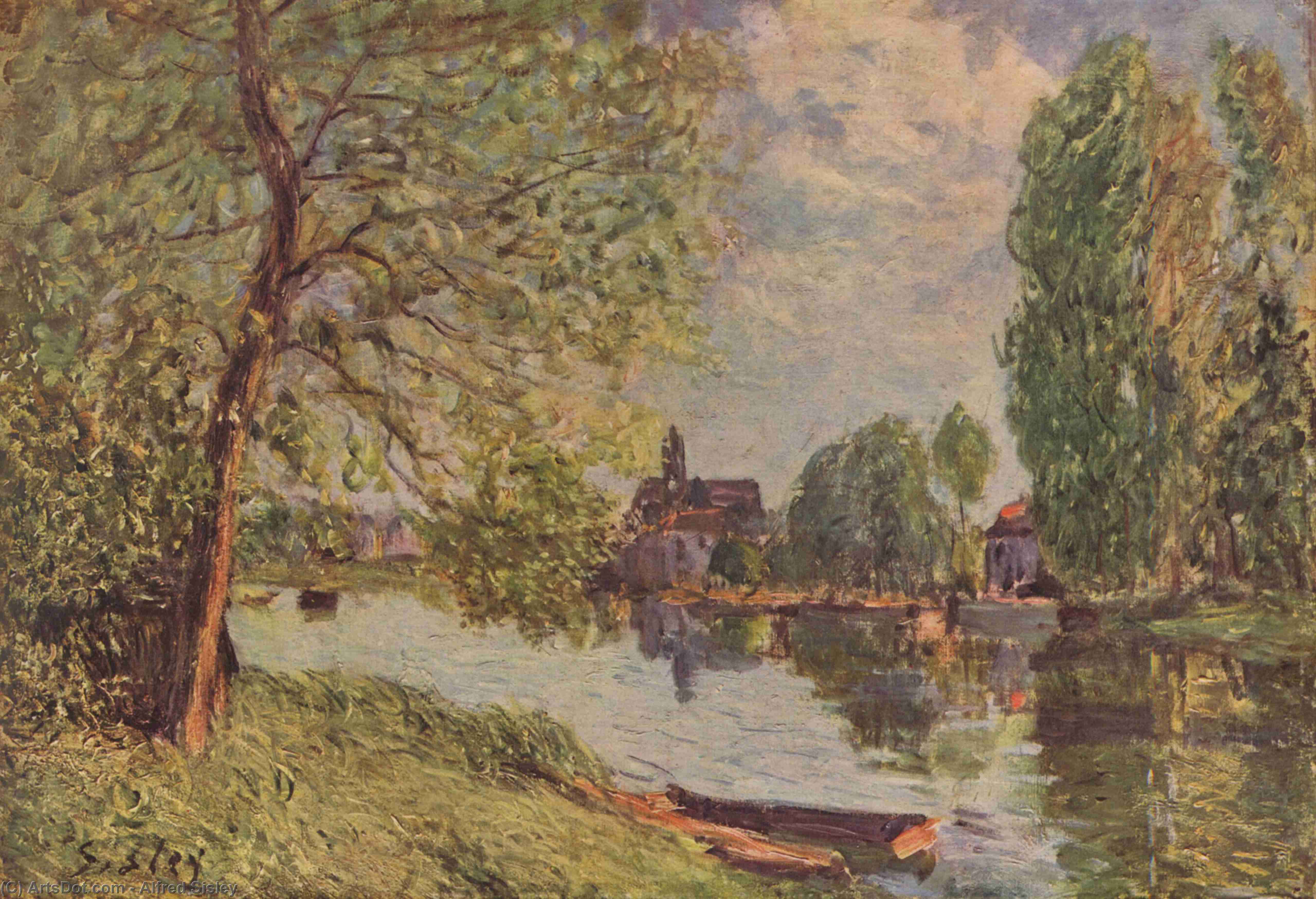 River Landscape By Moret Sur Loing — Alfred Sisley
