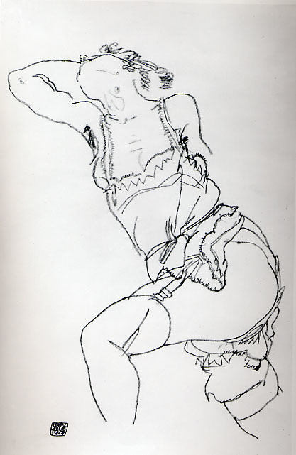 Reclining Model In Chemise And Stockings — Egon Schiele