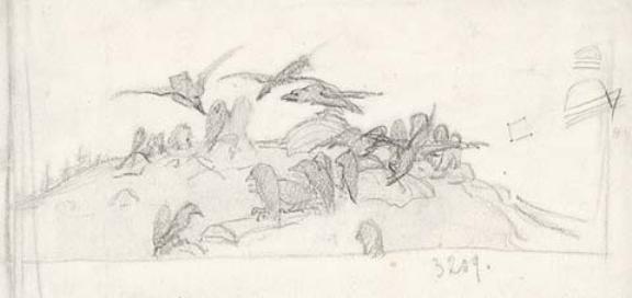 Sketch Of Crows On Burial Mound — Nicholas Roerich