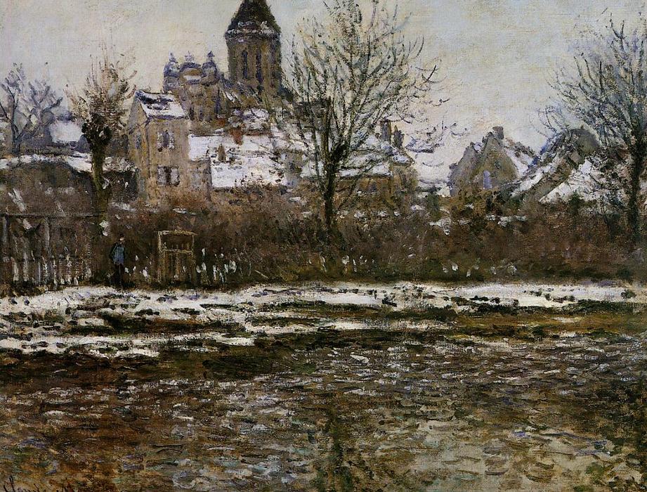 The Church At Vetheuil, Snow — Claude Monet